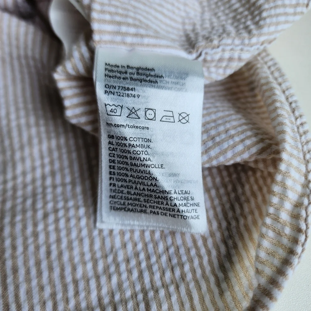 Lot of 2 PLACE H&M Casual Shirts Button Down Cotton Beige Tan Hawaii Sz 7- 8 K